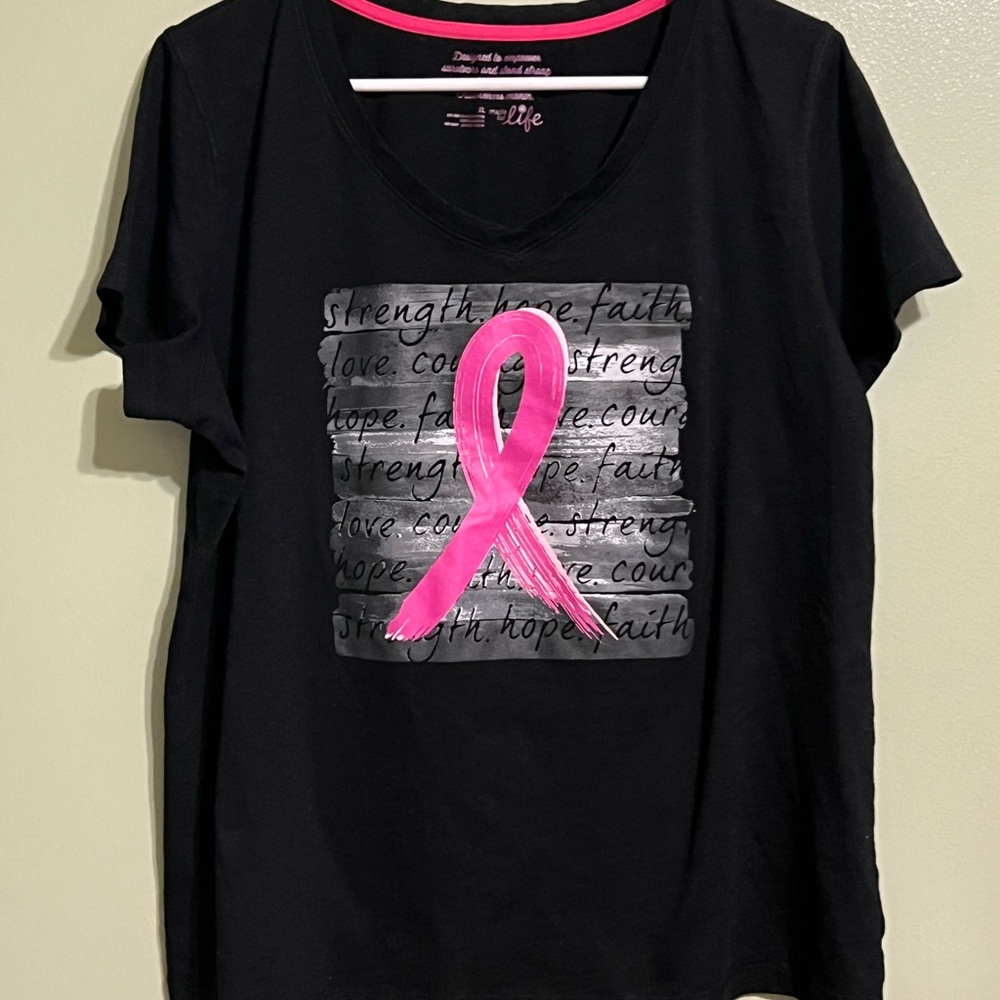 Made for Life Black V-Neck Breast Cancer Awareness Tee